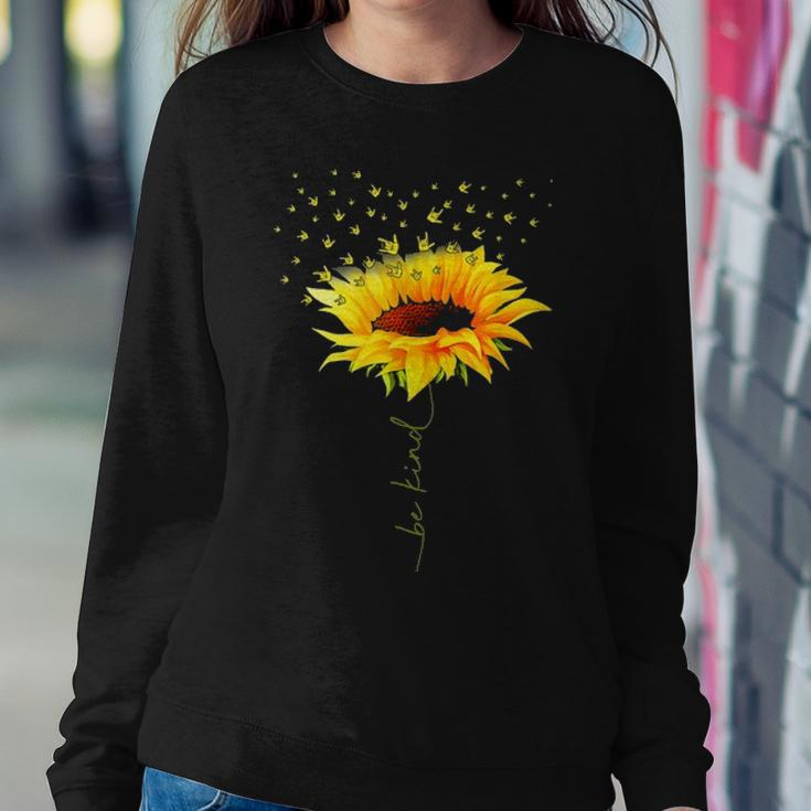 Be Kind Hippie Sunflower I Love You Deaf Asl Sign Language Women Crewneck Graphic Sweatshirt Funny Gifts