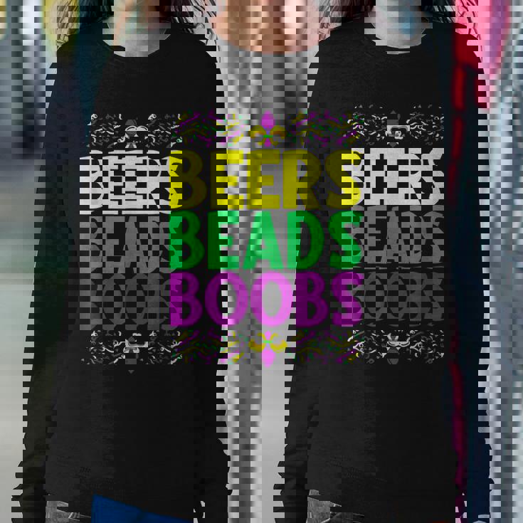 Beers Beads Boobs Mardi Gras Celebration Carnival Costume Women Crewneck Graphic Sweatshirt Personalized Gifts