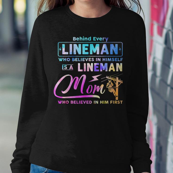 Behind Every Lineman Is A Lineman Mom Women Sweatshirt Unique Gifts