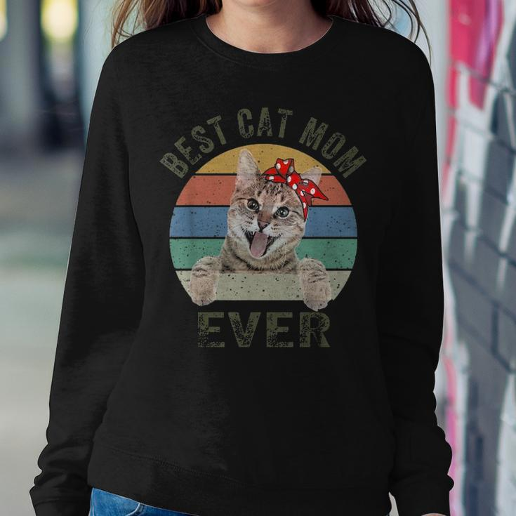 Best Cat Mom Ever Cat Retro Vintage Mothers Day Gifts Women Crewneck Graphic Sweatshirt Funny Gifts