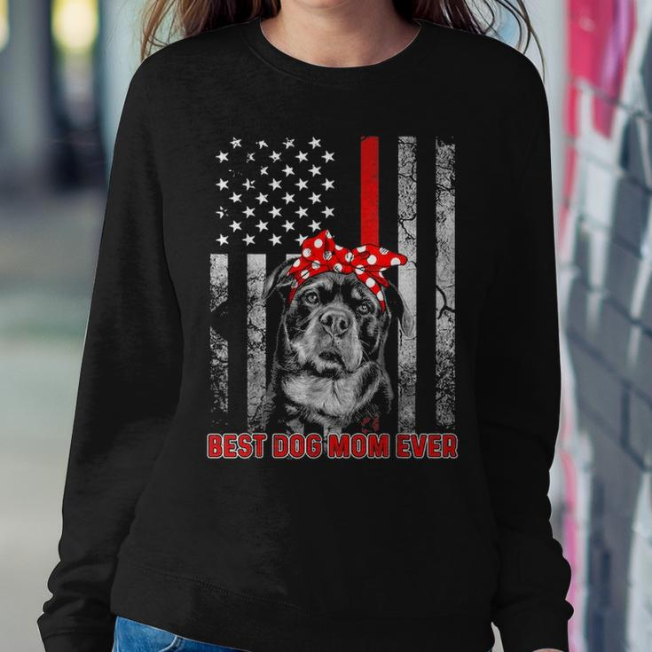 Best Dog Mom Ever Rottweiler Dog Mom Usa Flag Patriotic Women Crewneck Graphic Sweatshirt Funny Gifts