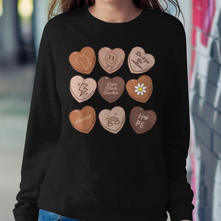 Black Teacher Funny Valentines Day African Pride Sweethearts Women Crewneck Graphic Sweatshirt Funny Gifts