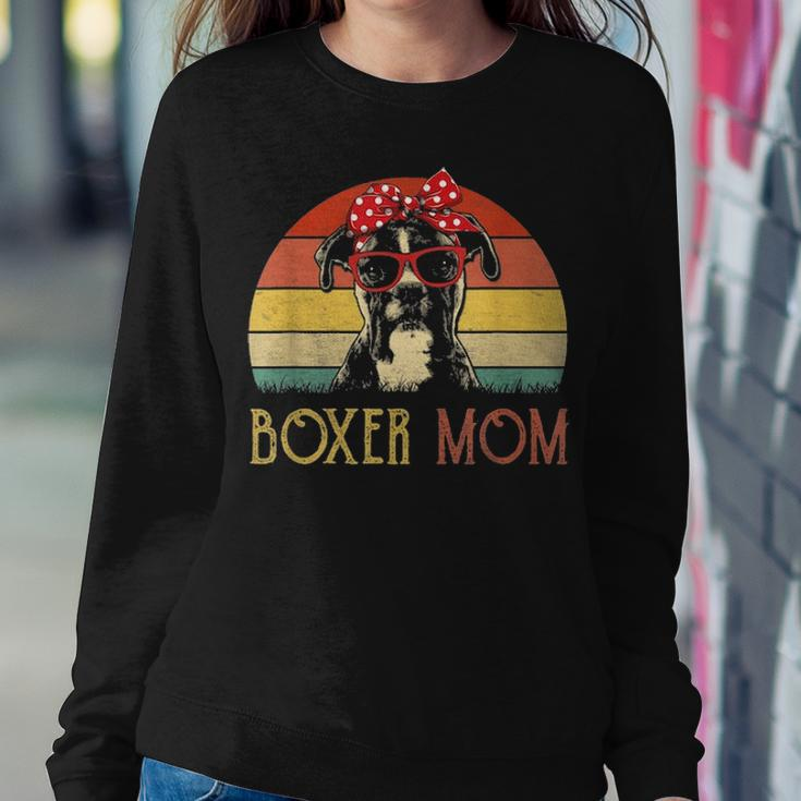 Boxer Mom Boxer Dog Mom Lover Gift Vintage Retro Women Crewneck Graphic Sweatshirt Funny Gifts