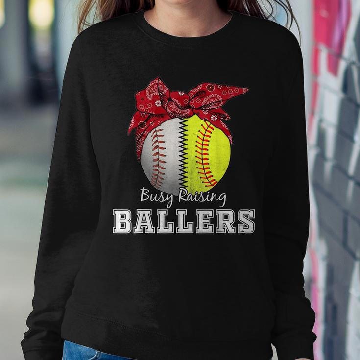 Busy Raising Ballers Softball Baseball Baseball Mom Women Sweatshirt Unique Gifts