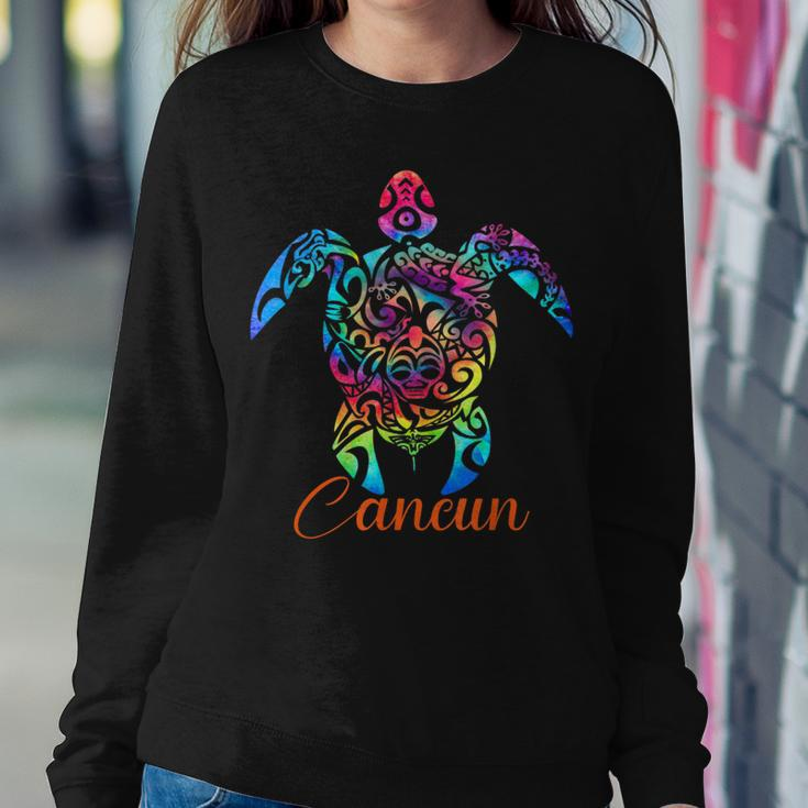 Cancun Mexico Sea Turtle Beach Vacation Trip Tie Dye Women Crewneck Graphic Sweatshirt Funny Gifts