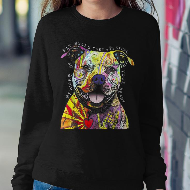 Colorful Baby Pit-Bull Terrier Lover Dad Mom Funny Kidding Women Crewneck Graphic Sweatshirt Personalized Gifts