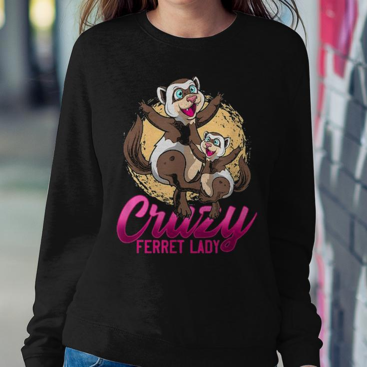 Crazy Ferret Lady Cute Pet Animal Lover Mother Daughter Women Crewneck Graphic Sweatshirt Funny Gifts
