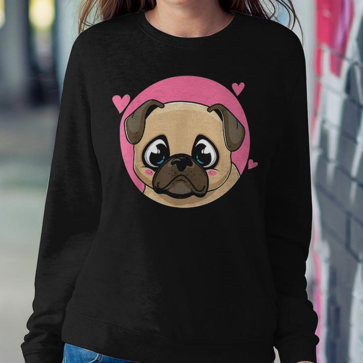 Cute Pug Gift Puppy Dog Lover Ladies Pugs Mom Girls Kids 5105 Women Crewneck Graphic Sweatshirt Funny Gifts