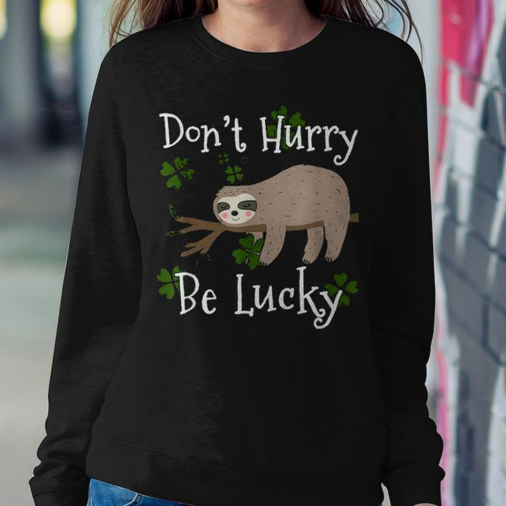 Dont Hurry Be Lucky Dad Mom Boy Girl Party Gift Shamrock Women Crewneck Graphic Sweatshirt Funny Gifts