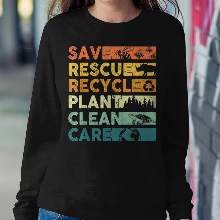 Earth Day 2023 Save Bees Rescue Animals Recycle Plastics Women Crewneck Graphic Sweatshirt Funny Gifts