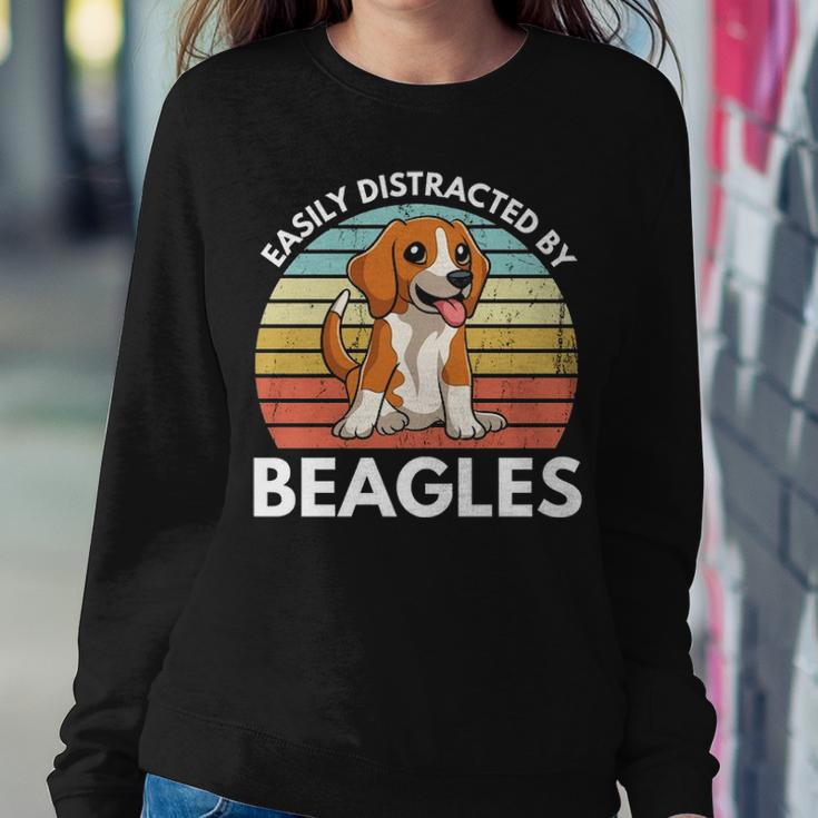 Easily Distracted By Beagles Funny Beagle Dog Mom Gift Women Crewneck Graphic Sweatshirt Funny Gifts