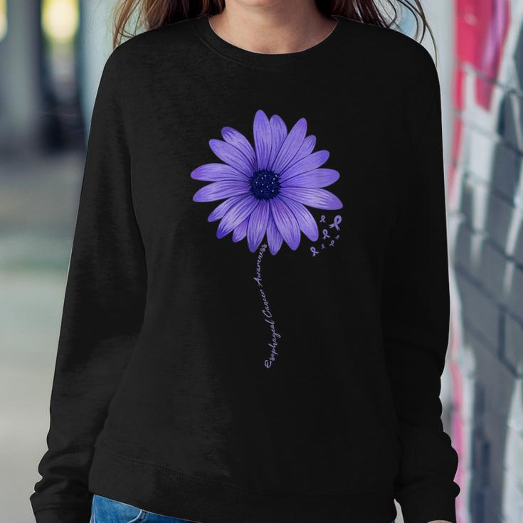 Esophageal Cancer Awareness Sunflower Periwinkle Ribbon Women Sweatshirt Unique Gifts