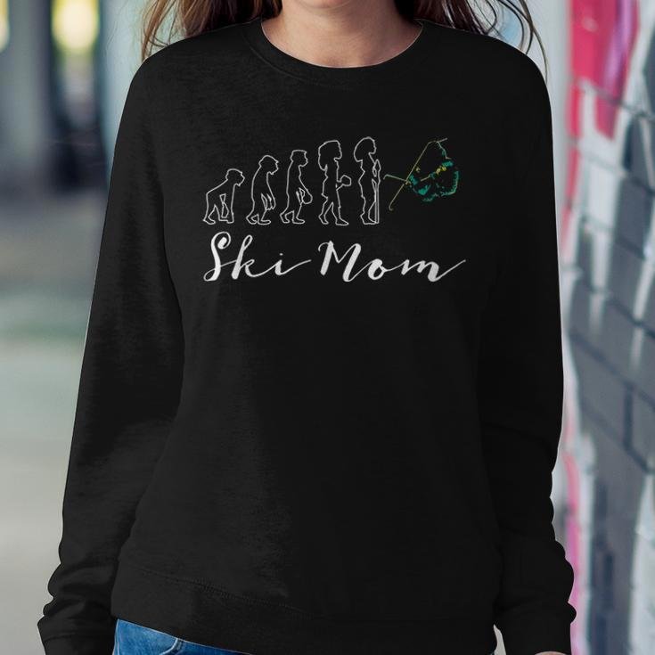 Evolution Of The Skiing Mom Gift For Sports Lovers Daughter Women Crewneck Graphic Sweatshirt Funny Gifts