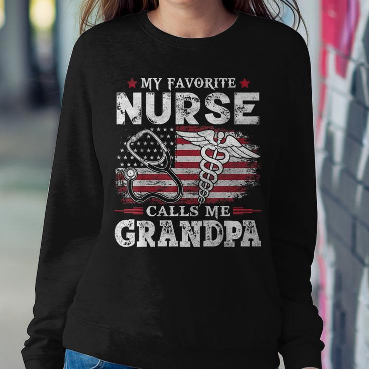 My Favorite Nurse Calls Me Grandpa Usa Flag Father Women Sweatshirt Unique Gifts
