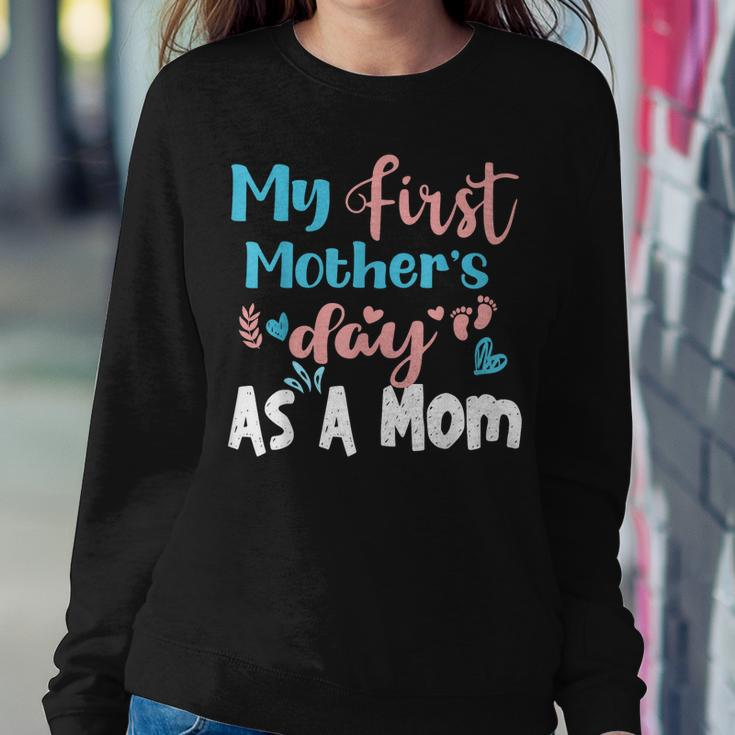 My First As A Mom In Blue And Pink Women Sweatshirt Unique Gifts