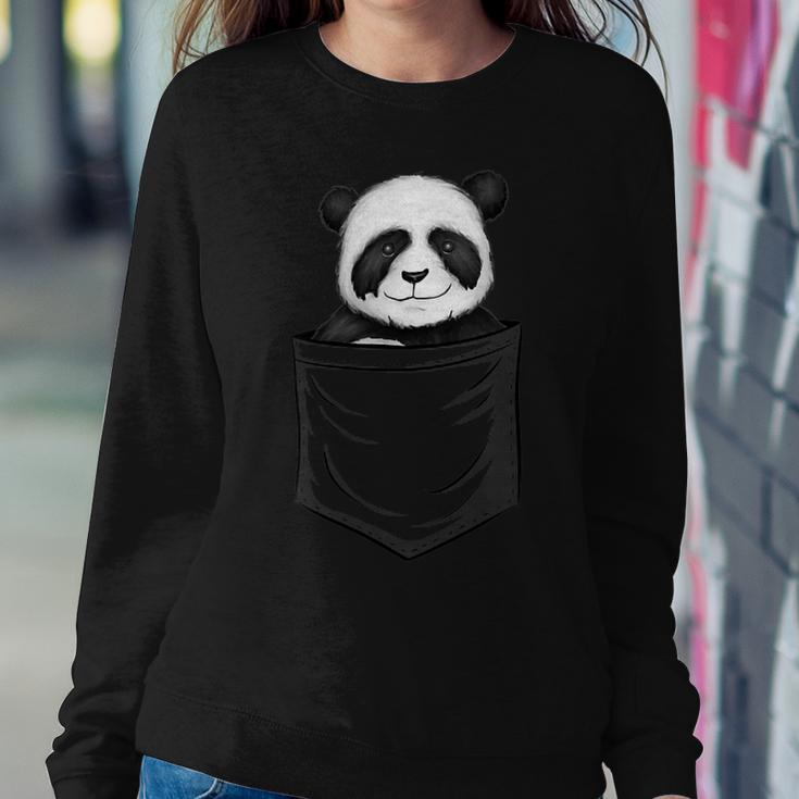 For Panda Lovers Cute Panda Bear In Pocket Women Crewneck Graphic Sweatshirt Funny Gifts