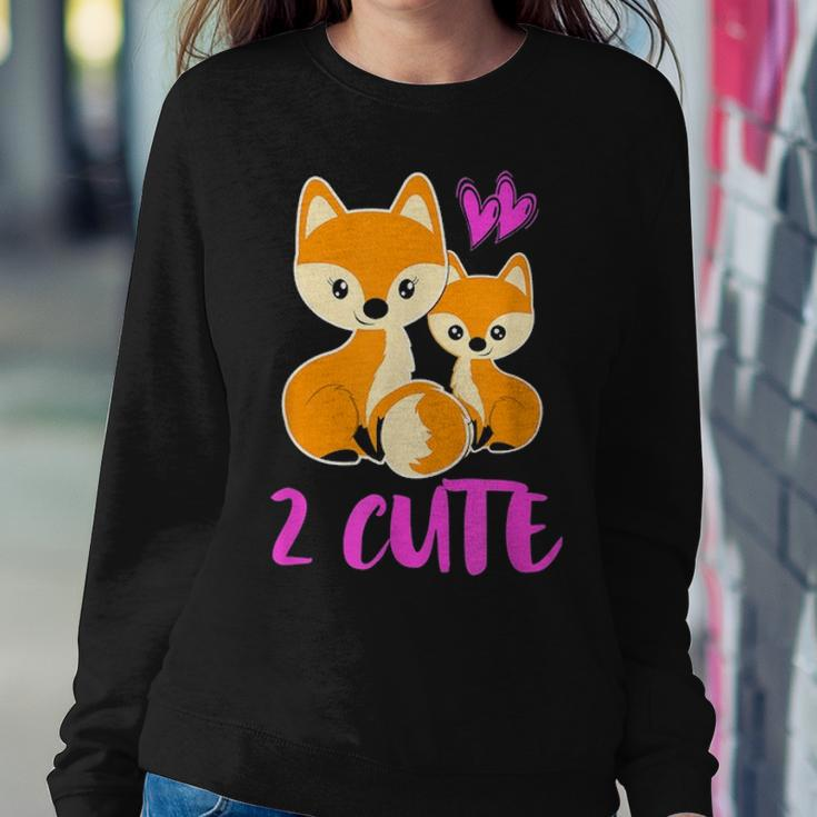 Foxes 2 Cute Mother Baby Kid Toddler Women Mom Cute Gift Fox Women Crewneck Graphic Sweatshirt Funny Gifts