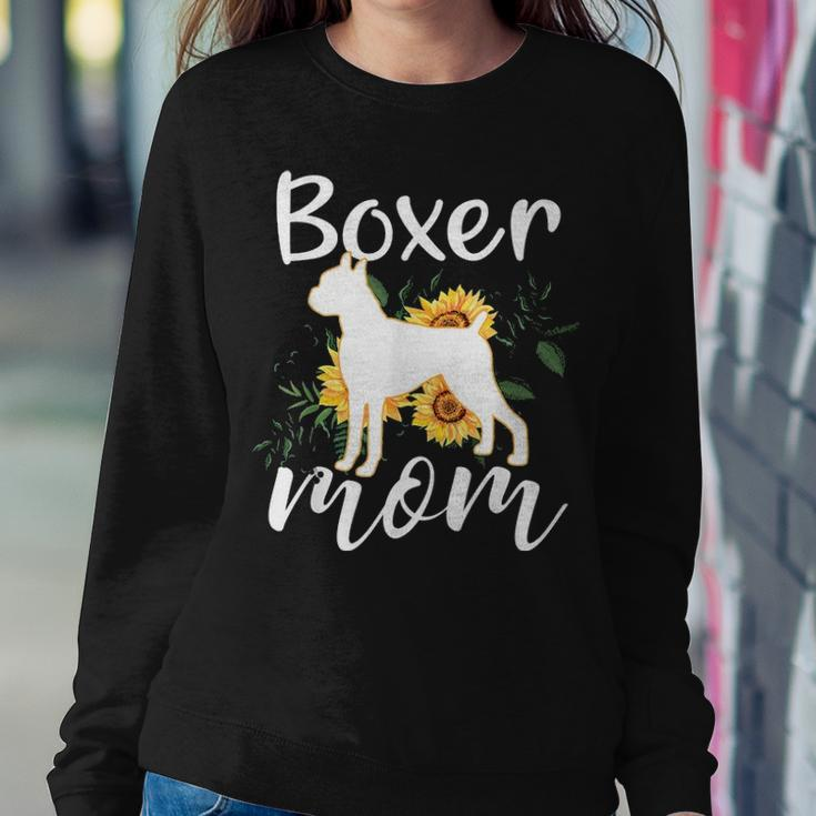 Funny Boxer Mom Sunflower Dog Lovers Mothers Day Gift Women Crewneck Graphic Sweatshirt Funny Gifts