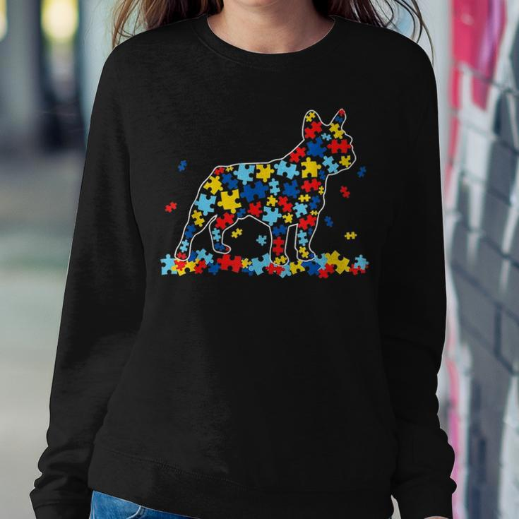 Funny French Bulldog Autism Awareness Dog Dad Mom Gift Women Crewneck Graphic Sweatshirt Funny Gifts