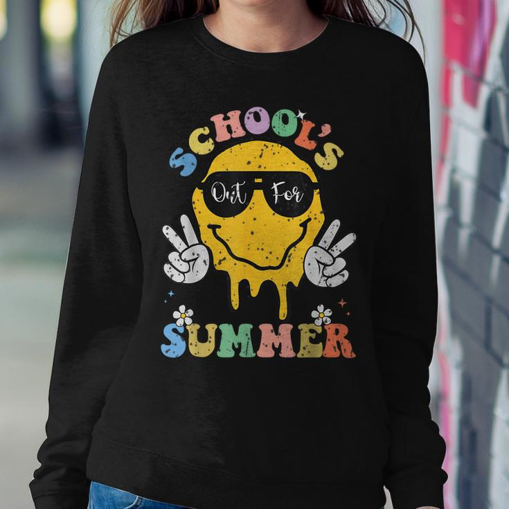 Funny Groovy Schools Out For Summer Graduation Teacher Kids Women Crewneck Graphic Sweatshirt Personalized Gifts