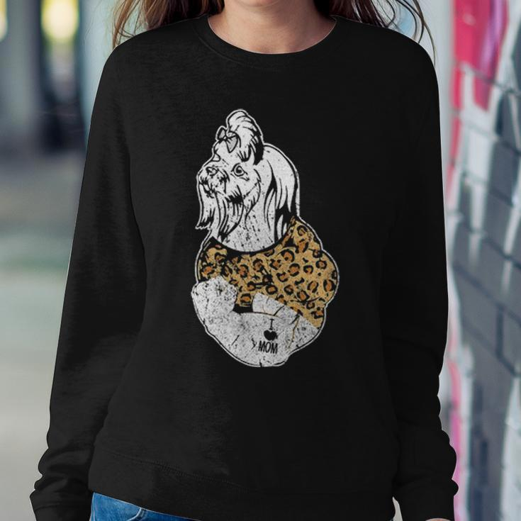 Funny Leopard Shih Tzu Mom Costume Mothers Day Gift Women Crewneck Graphic Sweatshirt Funny Gifts