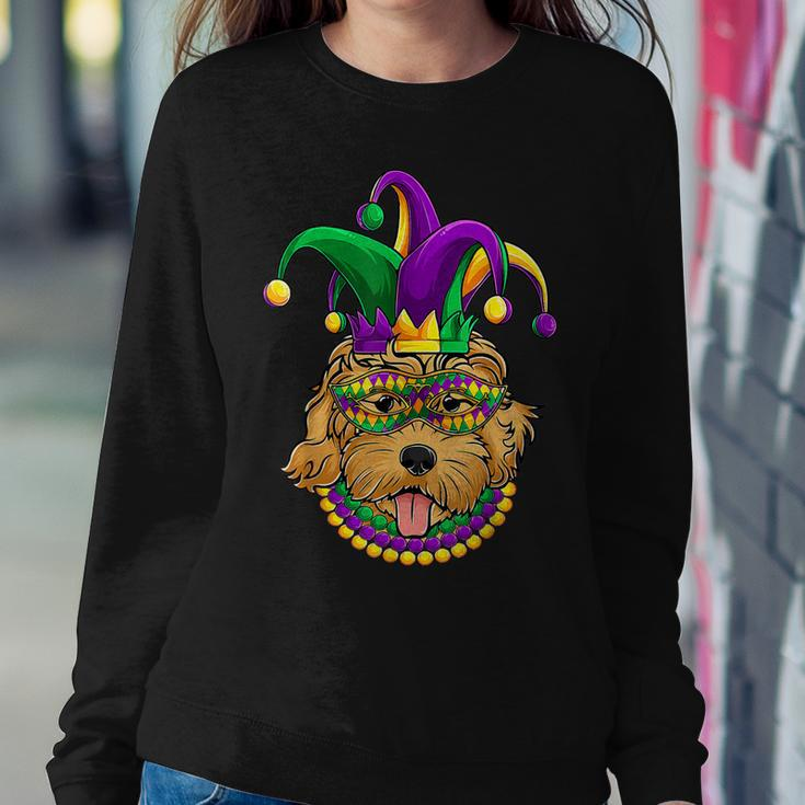 Funny Mardi Gras Dog Apparel Golden Doodle Dog Mom Dad V2 Women Crewneck Graphic Sweatshirt Funny Gifts