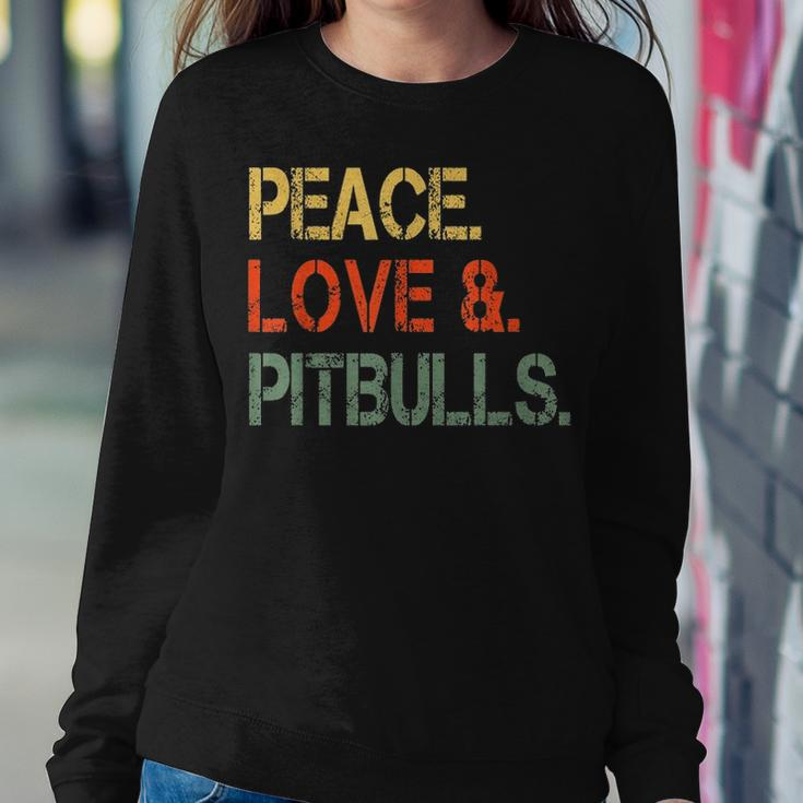 Funny Peace Love Pitbulls Pittie Mom Gifts Pibbles Dad Women Crewneck Graphic Sweatshirt Funny Gifts