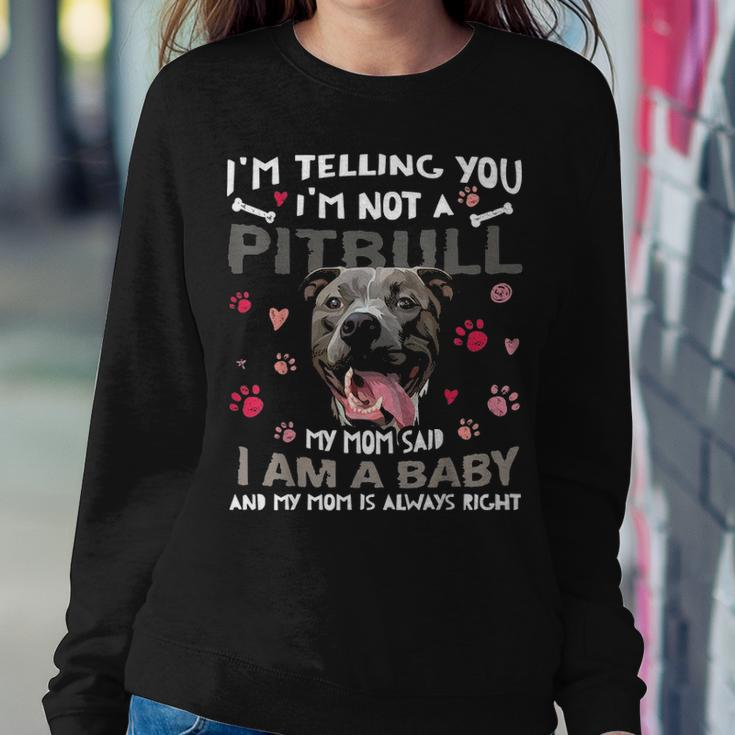 Funny Pitbull Baby Dog Mom Mother Pittie Dogs Lover V2 Women Crewneck Graphic Sweatshirt Funny Gifts