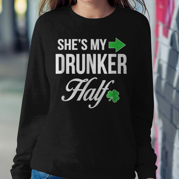 Funny St Patricks Day Shes My Drunker Half Couples Women Crewneck Graphic Sweatshirt Funny Gifts