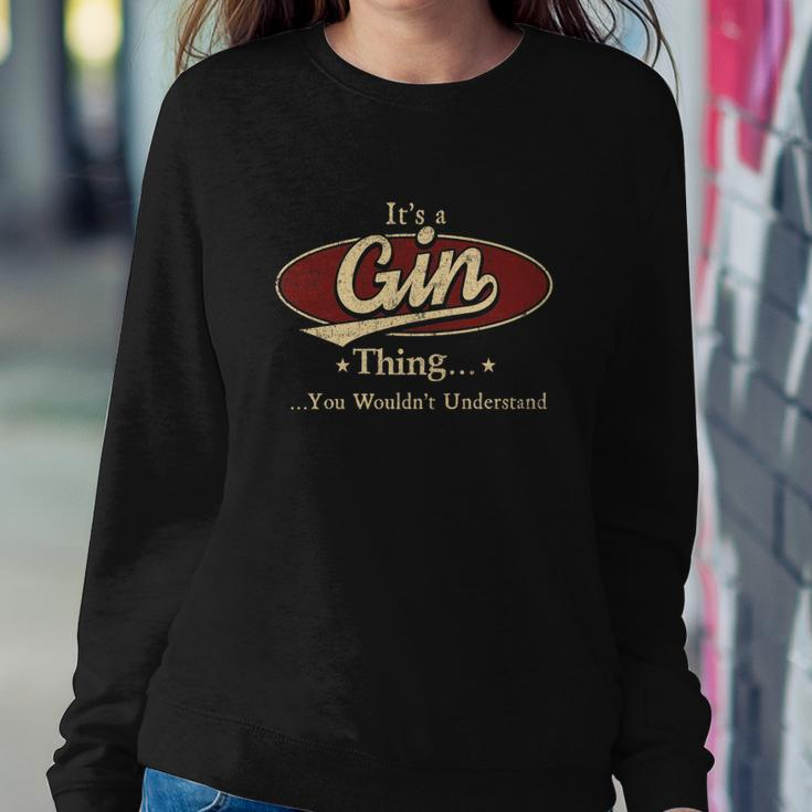 Gin Name Gin Family Name Crest Women Crewneck Graphic Sweatshirt Funny Gifts