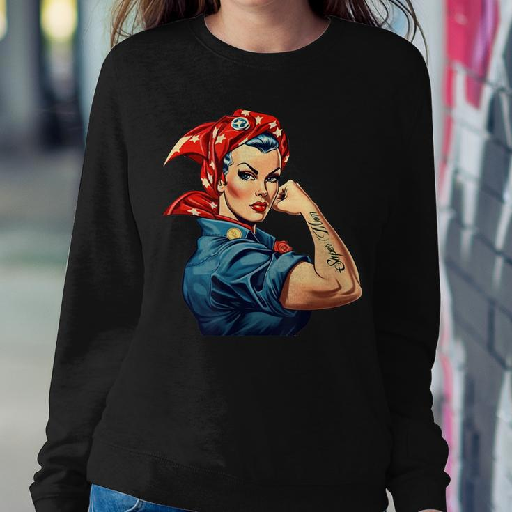 Girl Power We Can Do It Rosie The Riveter Woman Super Mom Women Crewneck Graphic Sweatshirt Personalized Gifts