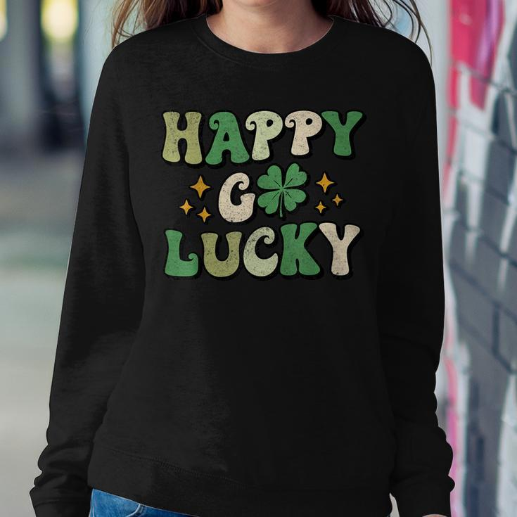 Groovy Happy Go Lucky St Patricks Day Men Women Kids Women Crewneck Graphic Sweatshirt Funny Gifts