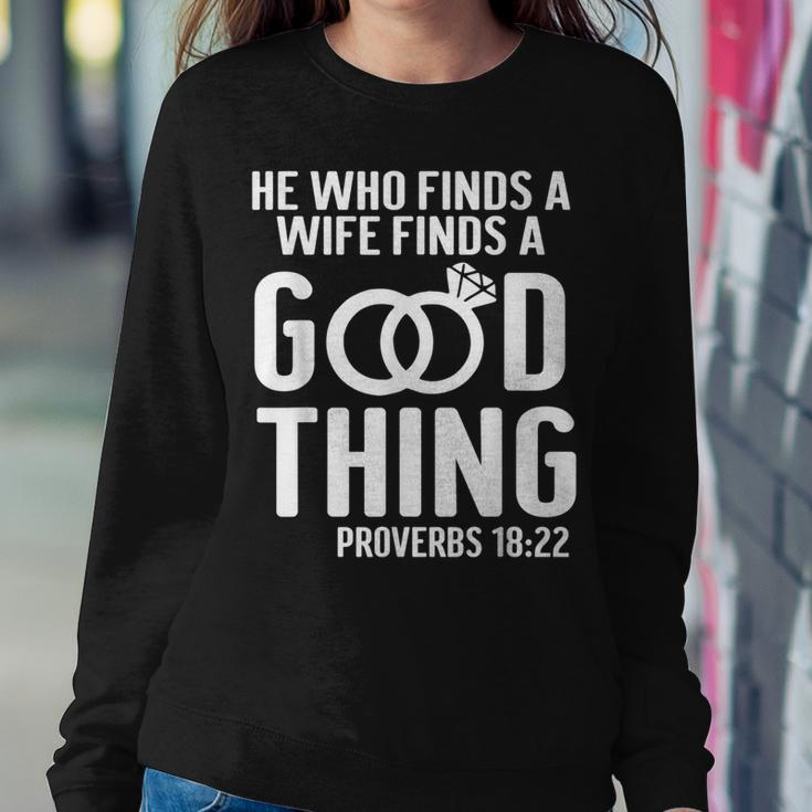 He Who Finds A Wife Finds A Good Thing Couple Matching Women Crewneck Graphic Sweatshirt Funny Gifts
