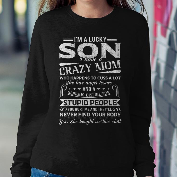 I Am A Lucky Son I Have A Crazy MomGifts Women Crewneck Graphic Sweatshirt Funny Gifts
