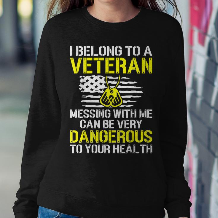 I Belong To A Veteran Funny Veterans Wife Husband Spouse Women Crewneck Graphic Sweatshirt Funny Gifts