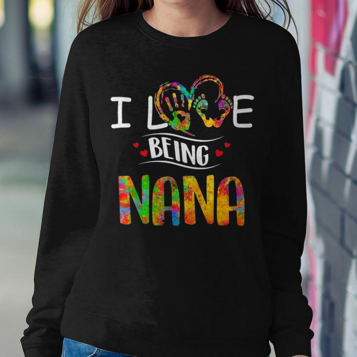 I Love Being A Nana Art Matching Family Mother Day Women Crewneck Graphic Sweatshirt Funny Gifts