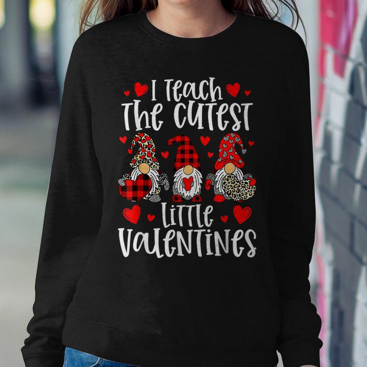 I Teach The Cutest Little Valentines Women Gnome Teachers V4 Women Crewneck Graphic Sweatshirt Funny Gifts