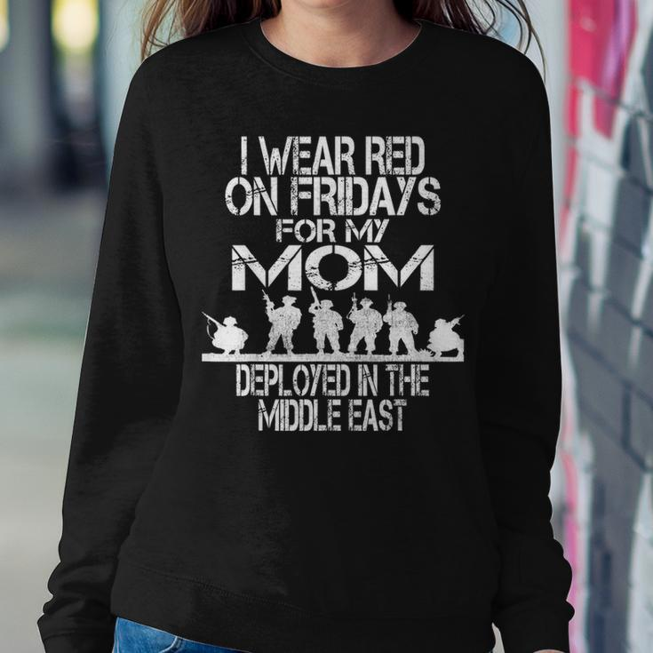 I Wear Red On Fridays For My Mom Us Military Deployed Women Crewneck Graphic Sweatshirt Funny Gifts