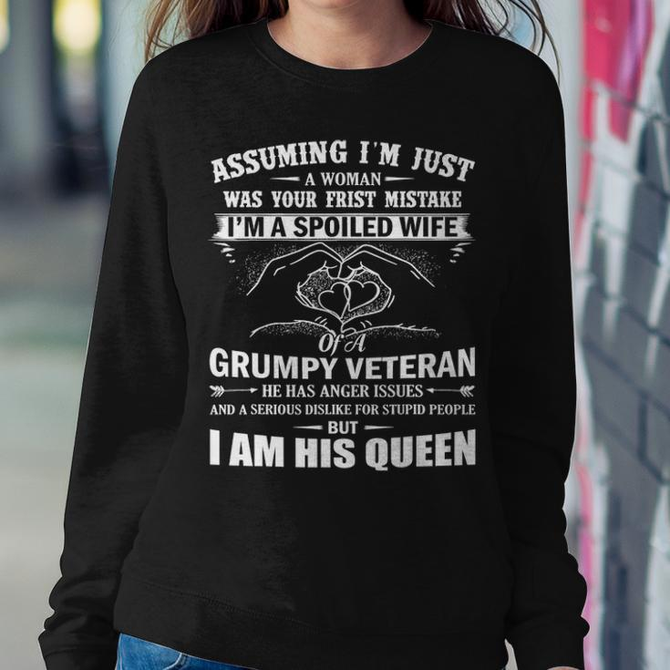 Im A Spoiled Wife Of A Grumpy Veteran Matching Family Gift Women Crewneck Graphic Sweatshirt Funny Gifts