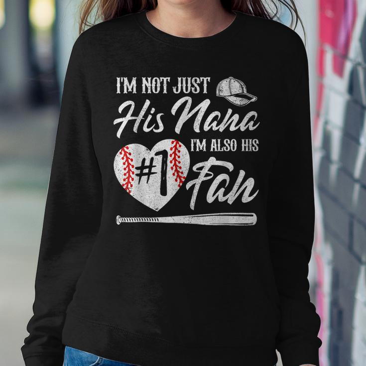 Im Not Just His Nana Im His Number One Fan Baseball Cute Women Crewneck Graphic Sweatshirt Personalized Gifts