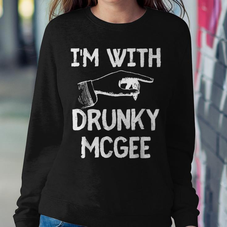 Im With Drunky Mcgee Funny Couples St Patricks Day Women Crewneck Graphic Sweatshirt Funny Gifts