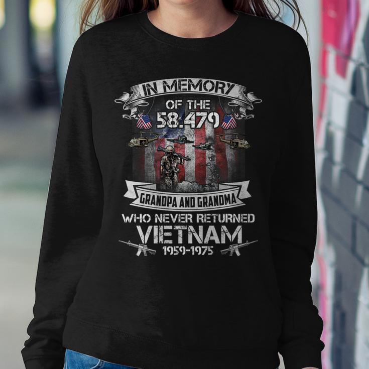 In Memory Of Vietnam Veteran Proud Grandpa And Grandma Women Crewneck Graphic Sweatshirt Funny Gifts