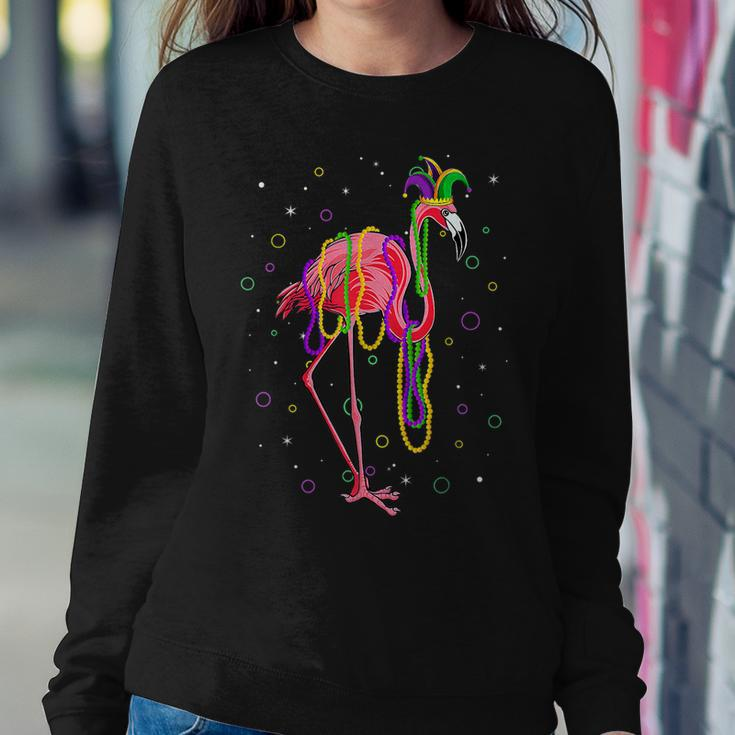 Jester Flamingo & Beads Mardi Gras Fat Tuesday Parade Girls Women Crewneck Graphic Sweatshirt Personalized Gifts