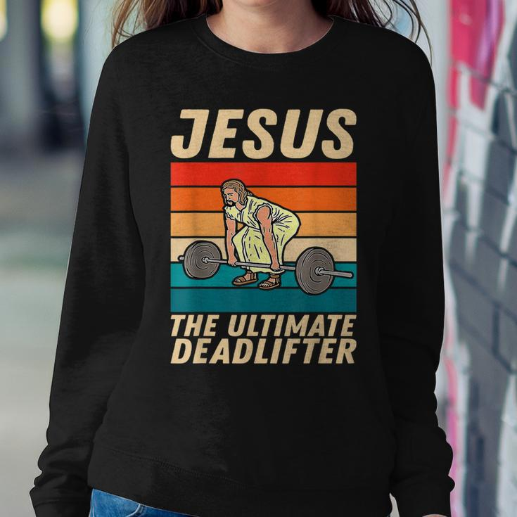 Jesus The Ultimate Deadlifter Vintage Gym Christian Women Sweatshirt Unique Gifts