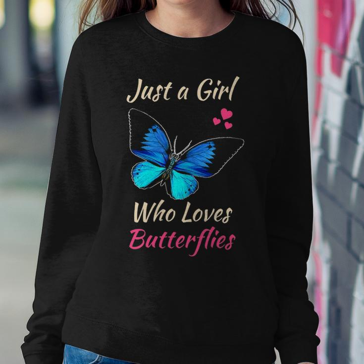 Just A Girl Who Loves Butterflies Funny Monarch Butterfly Women Crewneck Graphic Sweatshirt Funny Gifts