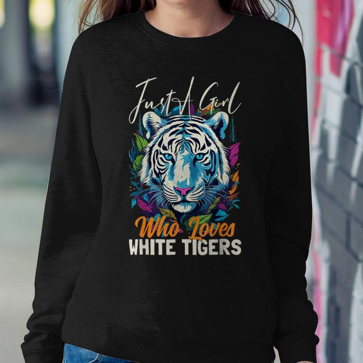 Just A Girl Who Loves White Tigers Girls Women Bengal Tiger Women Sweatshirt Unique Gifts