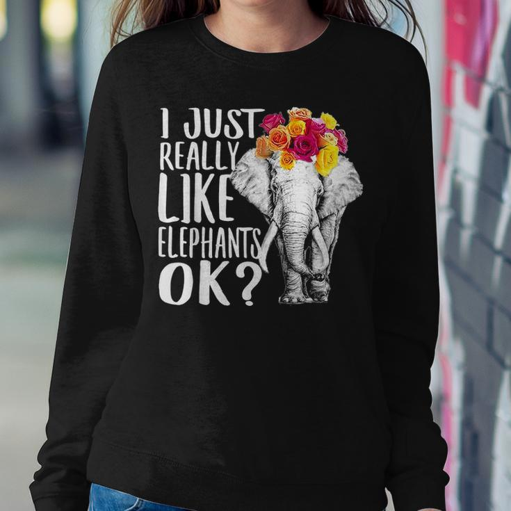 Just Really Like Elephants Love R Dad Mom Boy Girl Funny Women Crewneck Graphic Sweatshirt Funny Gifts
