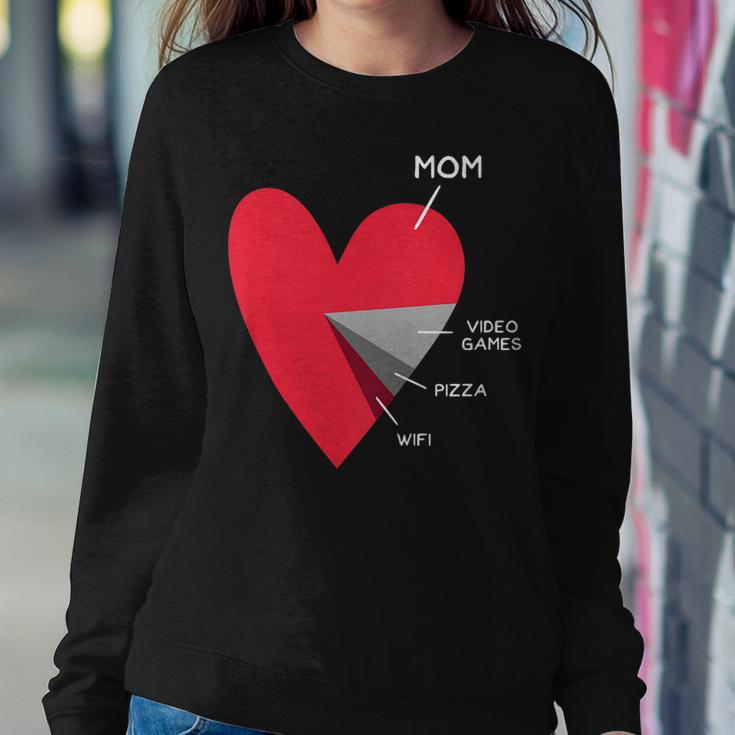 Kids Heart Mom Video Games Pizza Wifi Valentines Day Women Sweatshirt Unique Gifts