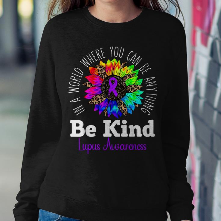 Be Kind Purple Ribbon Sunflower Lupus Awareness Women Sweatshirt Unique Gifts