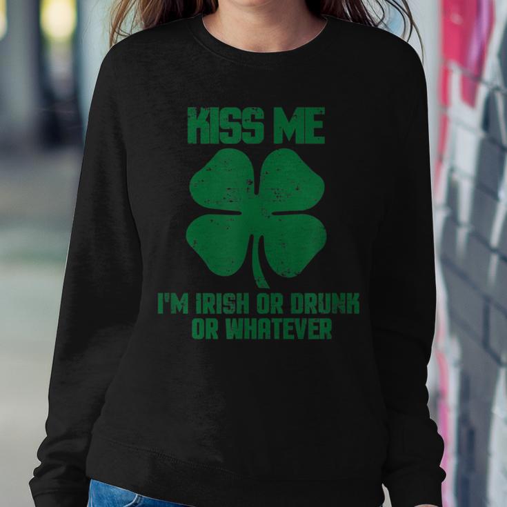 Kiss Me Im Drunk Or Irish Whatever St Patrick Women Crewneck Graphic  Sweatshirt | Seseable UK